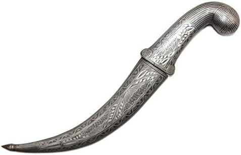 PH Художествен нож-нож с острие от дамасской стомана, сребърен работна дръжка koftgari P - 59