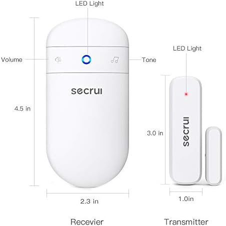 Звънец SECRUI, Безжичен звънец и Безжичен Датчик за Врата аларма с led индикатори диапазон 400 метра