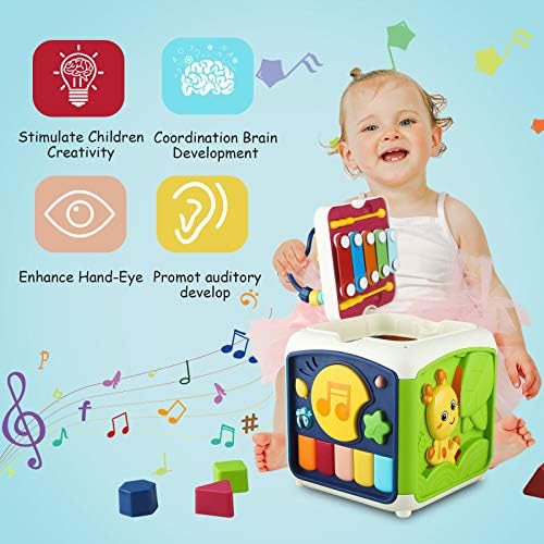 Играчки Tikooere Activity Cube подарък на 1 година, Играчка за деца от 12 до 18 устата с музика, Забавни Образователни