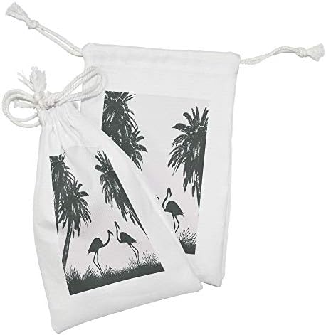 Комплект от 2 чанти от естествена материя Ambesonne, с участието на птици, фламинго и Палми в Екзотични тропически пейзажи