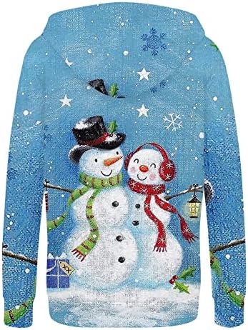 JJHAEVDY Женски Коледни Качулки с завязками с цип и Дълги Ръкави, Свободни Блузи с Джоб