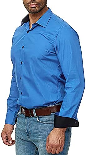 XXBR Бизнес Ежедневни ризи за мъже, 2021 Мъжки Есенна риза с отложным яка в Бизнес Стил, Свободни Обикновена Ризи, Блузи, Лека летва отпред Премиум-клас, Външен джоб на г?