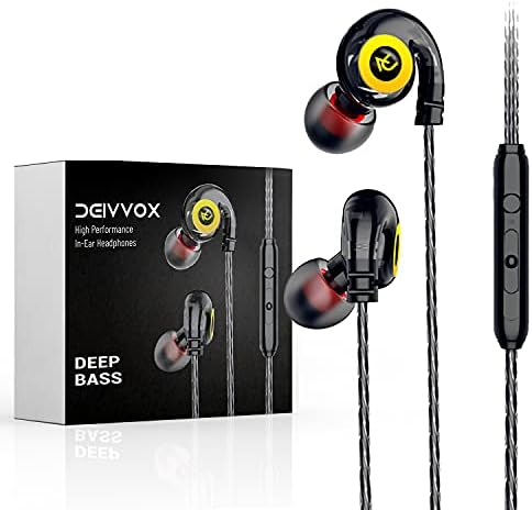 Жични слушалки DEIVVOX с микрофон и контрол на звука - Спортни слушалки С трайни тел на ушном кука - Съвместима с мобилни телефони
