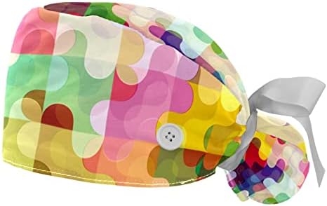 Niaocpwy 2 опаковки, Женска Работна Шапка с Копчета, Завязывающаяся Панделка Отзад, Абстрактни Цветни Художествени Калъфи