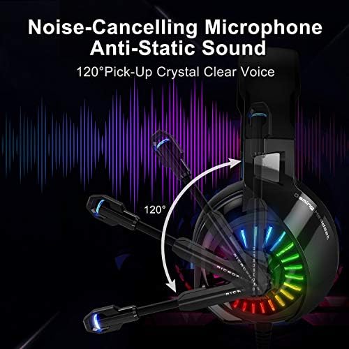 Детска слушалки NIVAVA K7 Pro за PS4, PS5, КОМПЮТРИ, Слушалки с микрофон с шумопотискане, цветна подсветка и меки