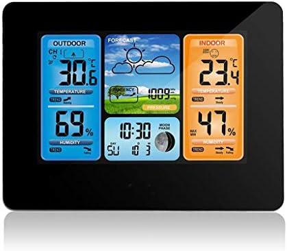WDBBY Стаен Термометър - Цветен Екран, Безжичните Метео Часовник, Календар, Аларма, Стаен Термометър (Цвят: E)
