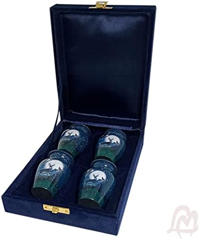 Комплект урни на памет от 4 теми – Урна за кремация на човешкия пръст във формата на Елен, Орел и Вълк с Нежната коробочкой