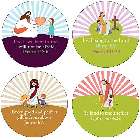 Нови Красиви християнски етикети с молитва на вяра (кръгли) (10 групи по 16 дизайни) - Християнски пълнители за отглеждане
