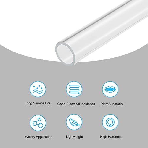 Акрилна тръба MECCANIXITY Прозрачна Твърда Кръгла тръба 17 мм (0,67) ID 20 мм (0,8) OD 14 за Лампи и фенери, Система за водно охлаждане