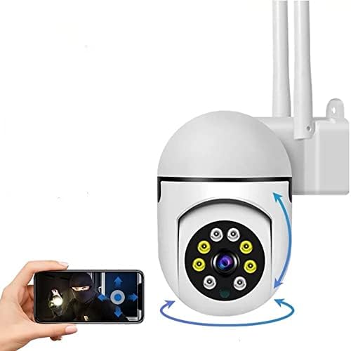 Външна камера за сигурност Olixm 2,4 Ghz, WiFi, Камера, Автоматично Следене и Светлинна Аларма, Прожектор и Цветно Нощно виждане,