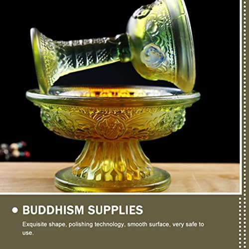 Чаени Чаши FOMIYES Стъклени 2 елемента на Будистката Купа за Отрасъла Почит на Облагане Чиния за Благословиите на Продукти Тава