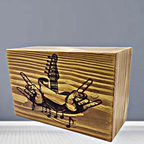 Ark Wood Art Международни Урни за човешки ръце Свирят на Китара, Бор Дървен Сандък За Съхранение, Голяма Дървена Кутия с