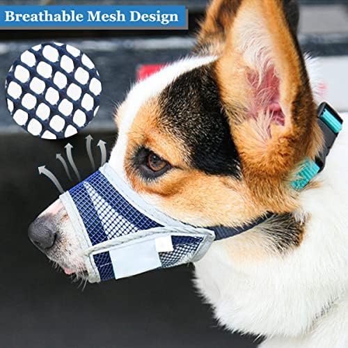 Мрежест намордник за кучета, предотвратяване на хапки и дъвчене, Дишане Регулируема Намордник за малки кучета