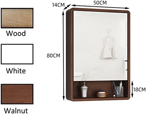 Малък огледален шкаф BDDIE, Шкаф с огледало За съхранение на повърхността, За Стена съхранение на над тоалетна, Баня, хол и кухня (Цвят: Бял, размер: 50 * 14 * 80 см)
