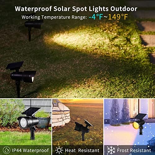 Brightown Solar Spot Lights Outdoor - Водоустойчив Слънчеви Градински осветителни тела, Регулируеми Поддържан Фаровете,