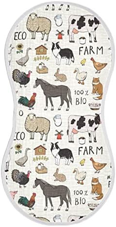 Детски Муслиновые салфетки от оригване Kigai Farm Animals - Супер Абсорбиращи и меки Парцали От Оригване - Памук Комплект