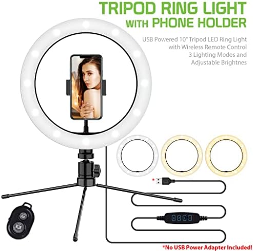 Светъл трикольор пръстен за селфи, съвместим с Samsung SM-G920A 10 инча, с дистанционно управление за директно