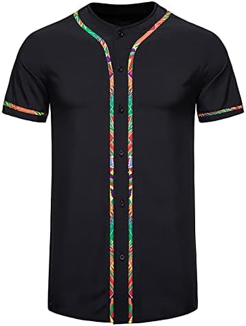 WENKOMG1 Мъжка Тениска с африканските принтом, Пролетно-Летни Блузи, Външни дрехи Ризи с Къс ръкав, Свободни Спортни Тениски
