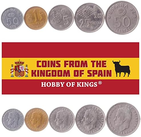 7 Монети от Испания | Колекция Комплекти с Испански монети| 1 5 10 25 50 100 200 Песеты | 1997 | Хуан Карлос