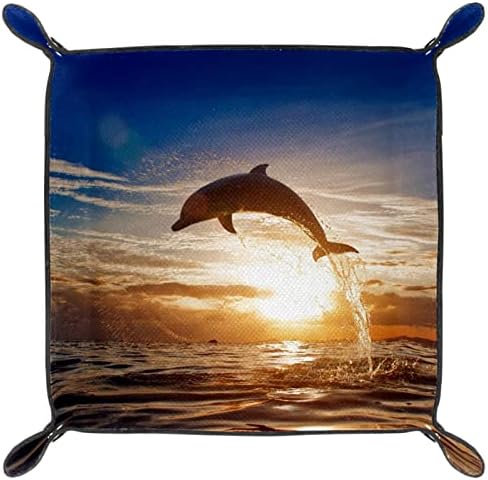 Подскачащи делфин Tacameng, блестящ залез, морски водна шир, кутии за съхранение, Малък кожен поднос за камериер,