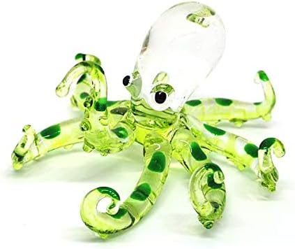 ZOOCRAFT Стъклена Фигурка на Морския Октопод, Зелена Миниатюрна Ръчно Выдувка В Крайбрежния Стил Начало Декор