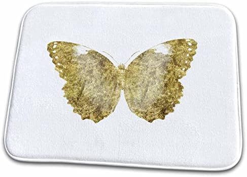 3dRose PS Животни - Принт в формата на пеперуда със златни побрякушками - Постелки за баня (rug-213067-1)