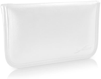 Калъф BoxWave за Huawei Капитан 20 Pro (Case by BoxWave) - Луксозни Кожена чанта-месинджър, Дизайн своята практика-плик от изкуствена кожа за Huawei Капитан 20 Pro - цвят Слонова кост, Бял