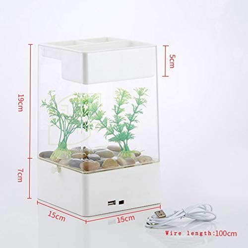 ZYZMH Мини аквариуми Акрилна пластмаса USB аквариум с led подсветка Преносим купа за риба, Водни аксесоари за домашни