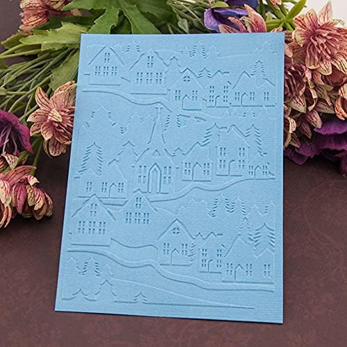 Пластмасова папка за релеф PUPUZAO (4-1/ 8 инча x5-13/16 инча | Къща в Снежния поле) Хартиени Изделия Пластмасови Текстурирани-важните