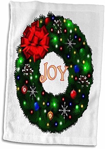 Триизмерен Коледен венец с гирлянди и красиви Декорации на бял фон - Кърпи (twl-238355-3)