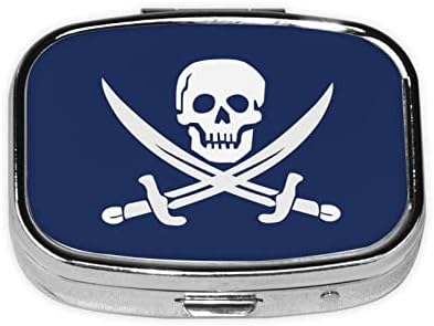 Пиратски Флаг Квадратна Мини-Кутия За Хапчета Метален Медицински Органайзер За Пътуване Удобен Преносим Калъф