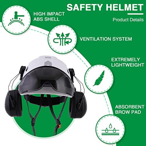 Защитен шлем-Каска с Козирка и защита на слуха, LOHASTAR, Вентилирани, Одобрен ANSI Z89.1 Работно Каска за Сеч,