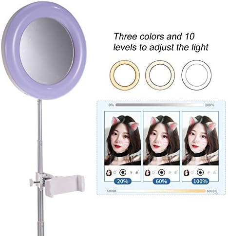 1 БР. Сгъваема Поставка за Мобилен Телефон, Инструмент за уеб-на известни Личности, Трицветна Лампа с Огледало