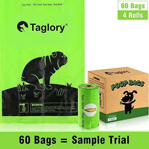 Taglory Чанта за кучешки Какашек 60 Торби, Много Дебели и Здрави Торбички за Кучешки отпадъци, Опаковки за Какашек