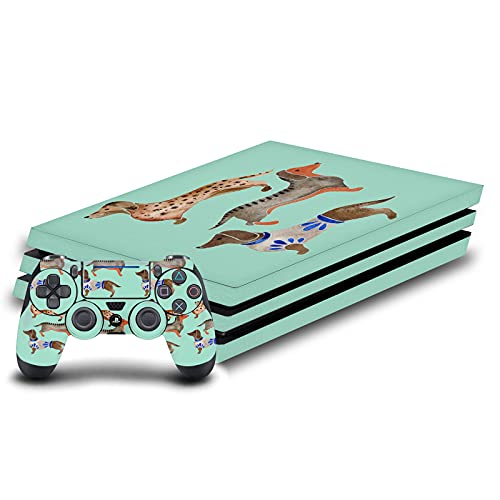 Дизайн на своята практика за главата Официално Лицензиран Cat Coquillette Dachshunds Art Mix Vinyl Стикер Калъф за игра кожа, Съвместим с конзола Sony PlayStation 4 PS4 Pro и контролер DualShock 4