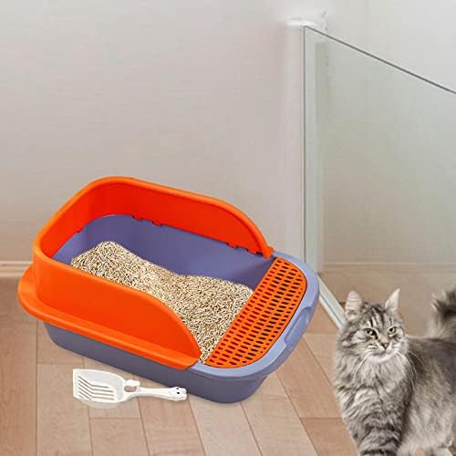 Кутия за котешки тоалетни Leefasy с Лъжичка с пистолет и защита от разпръскват Лесно Моющийся Кутия за Котешки