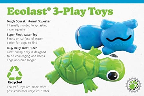 Играчка за кучета Cycle Small Dog Green 3-Play Turtle с рециклирани материали Ecolast - Здрава и Дългогодишна Дъвчене