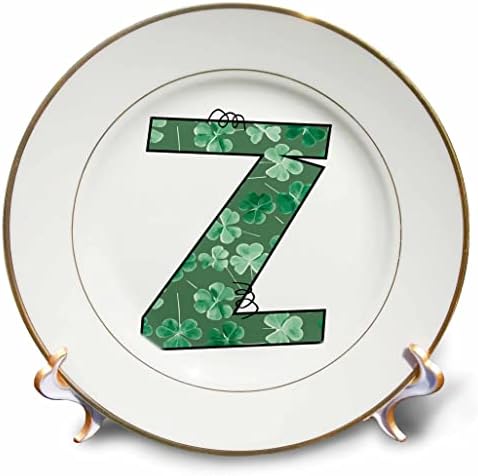 3dRose Симпатично Зелено Четырехлистный Детелина с Форма на Монограм Cue, Първоначално Z-плоча (cp-375836-1)