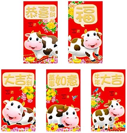 Yf безжичната shop 5/6 бройки от 2021 OX Щастливи китайски Червени Пликове Щастливи Джобове Червен Пакет за Китайската Нова