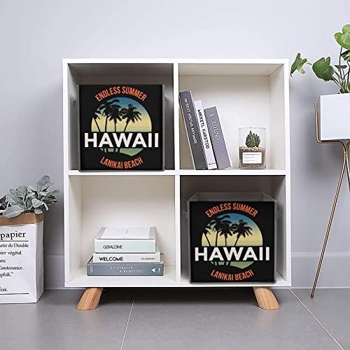 Летни Хавай Сгъваема Кутия За Съхранение на Кубчета От Плат 11-Инчови Сгъваеми Кутии За Съхранение с Дръжки