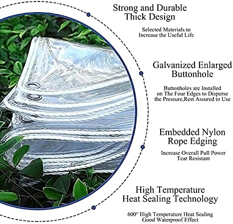 ZWYGXL Прозрачна Поръсване плат, 0,3 мм Прозрачна Поръсване кърпа за външен двор с дупки, плат за навес, Издръжлив и Водоустойчив