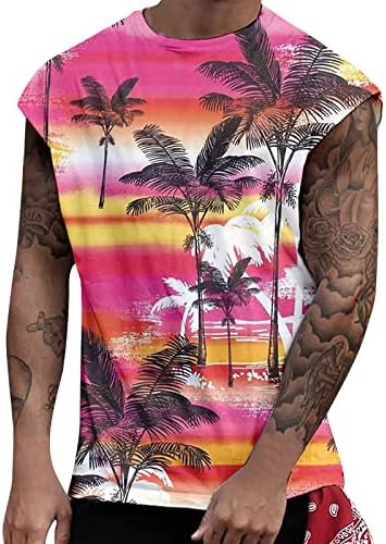 2023 Нови Мъжки Ежедневни Върховете на Бретелях, Плажни Хавай, Тениски Без ръкави, с принтом Бохо, Готини Тениски