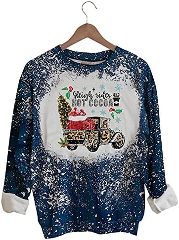 С Коледа, hoody с кръгло деколте за жени, модни и ежедневни блуза с дълъг ръкав и графичен дизайн, свободни пуловери, блузи