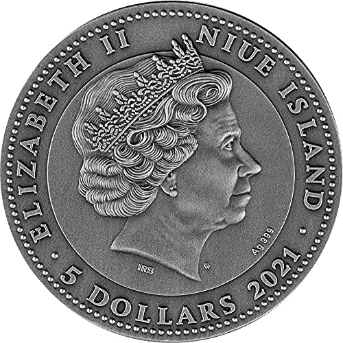 2021 DE Модерна Възпоменателна Сребърна монета PowerCoin Guan Ю 2 Унции 5$ Ниуе 2021 2 Унции Антични гарнитури