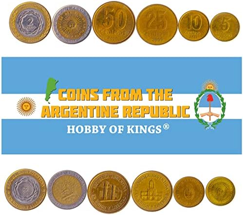 4 Монети от Аржентина | Колекция от Аржентински монети 1 2 5 10 песо | В обращение 2017-2020 | Jacaranda | Jacaranda