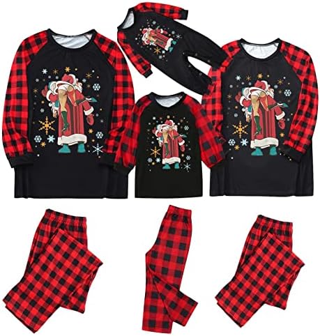 Едни и същи Коледни Пижами За цялото семейство, Коледна Тениска с Коледен Елен и Панталони С Дълъг Ръкав, Мека