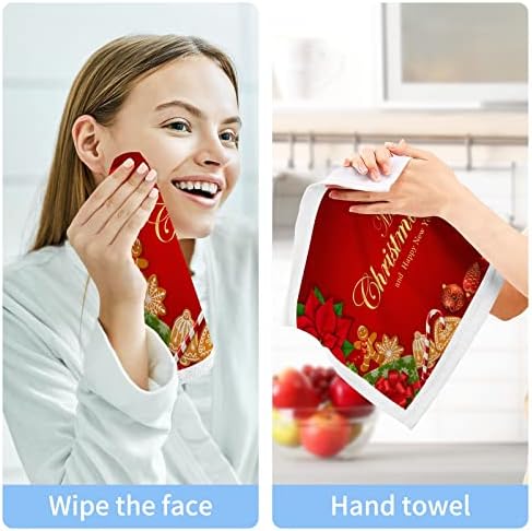 Комплект кърпички за миене на съдове ALAZA с Коледните Червен фон - Опаковка от 6 Памучни Кърпички за лице, е