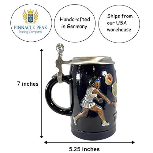 Немска бира чаша King-Werks Tennis Player с Плоска Купа с капак.ЕДНА чаша с обем 5 л Произведено в Германия