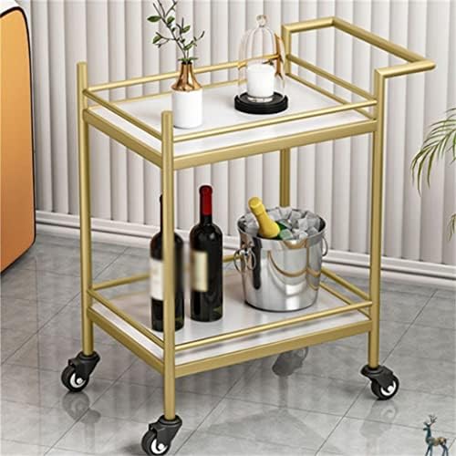 LUKEO Скандинавски Мобилни количка за хранене, Хотелиерство Търговски количка за вино и чай, Двойна желязна количка за домашно