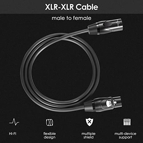 Микрофон кабел Twozoh XLR за мъже и жени, 1 ФУТ, 2 опаковки, Балансный аудио кабел с XLR 3 контакти (професионален / Hi-Fi)